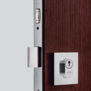 Fechadura Rolete e Trava Roseta Quadrada